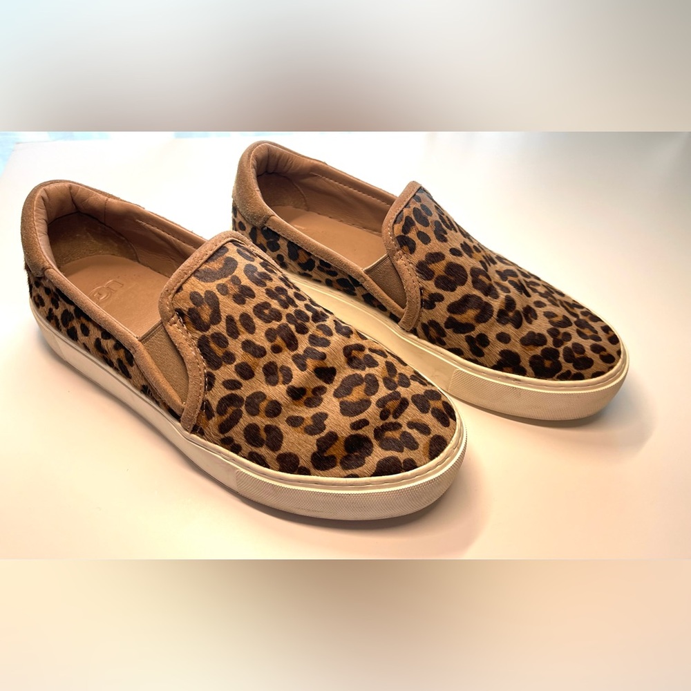 UGG Women's Exotic Leopard Print Calf Hair Slip On Sneakers